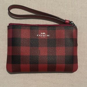 Coach Plaid Wristlet in Red and Black